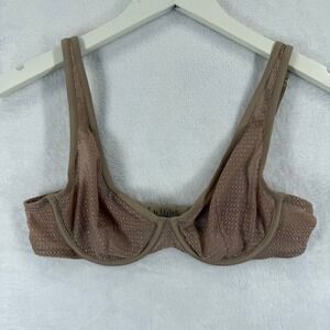 ThirdLove‎ Unlined Modern Mesh Scoop Bra 34B Beige Lace Tulle